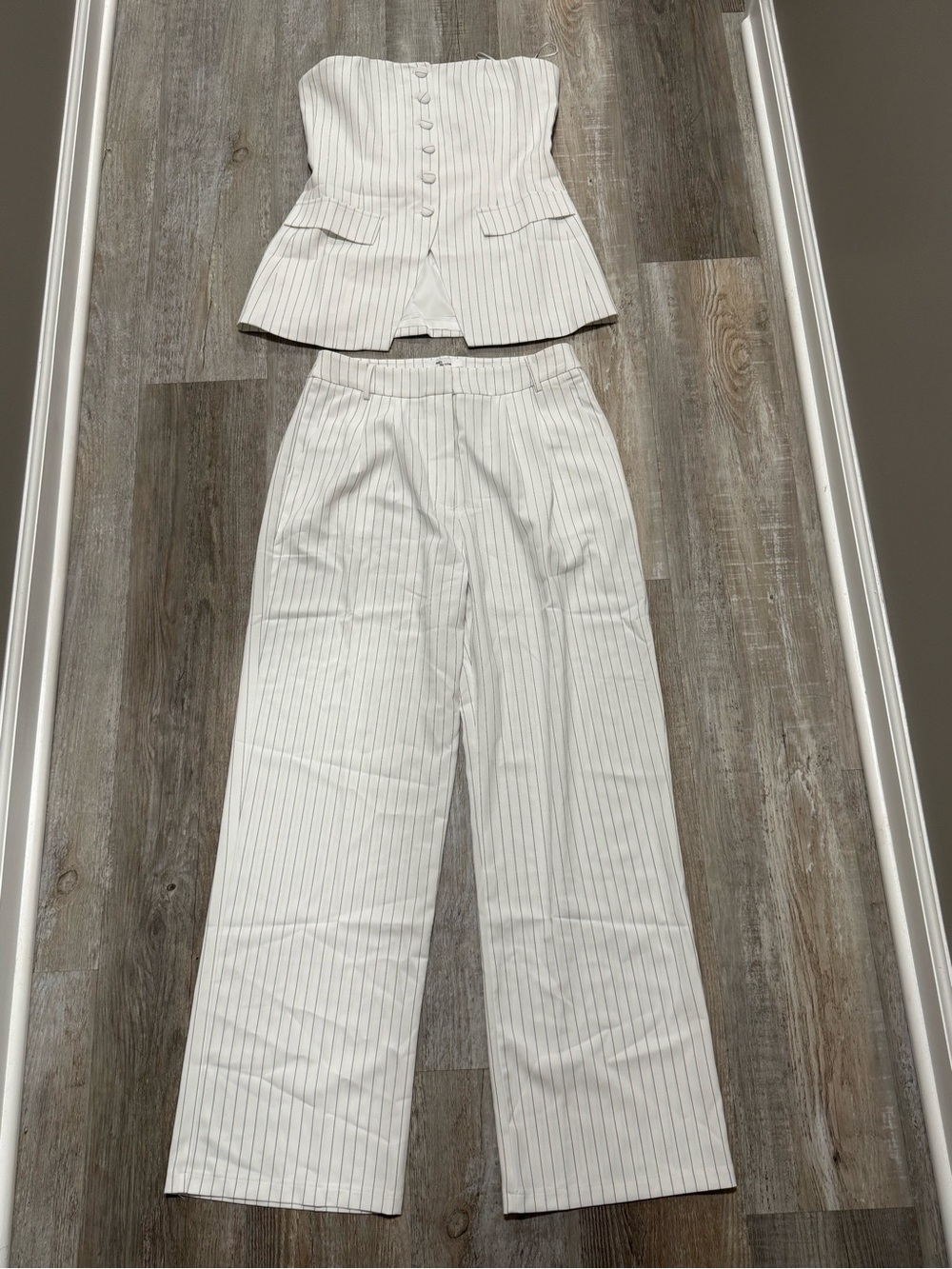 Women's White Pinstripe set